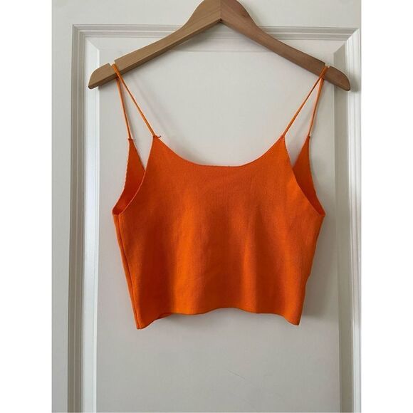 No Brand Tops - Orange crop top with deep V back - Medium